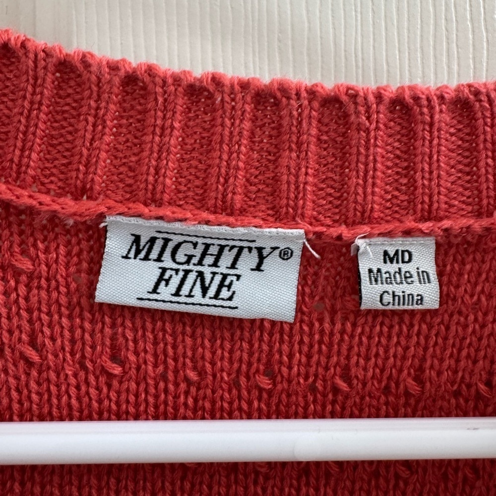 Mighty Fine Open front cropped cardigan 
Striped Cardigan with Scarlet Bows, M - Picture 3 of 10